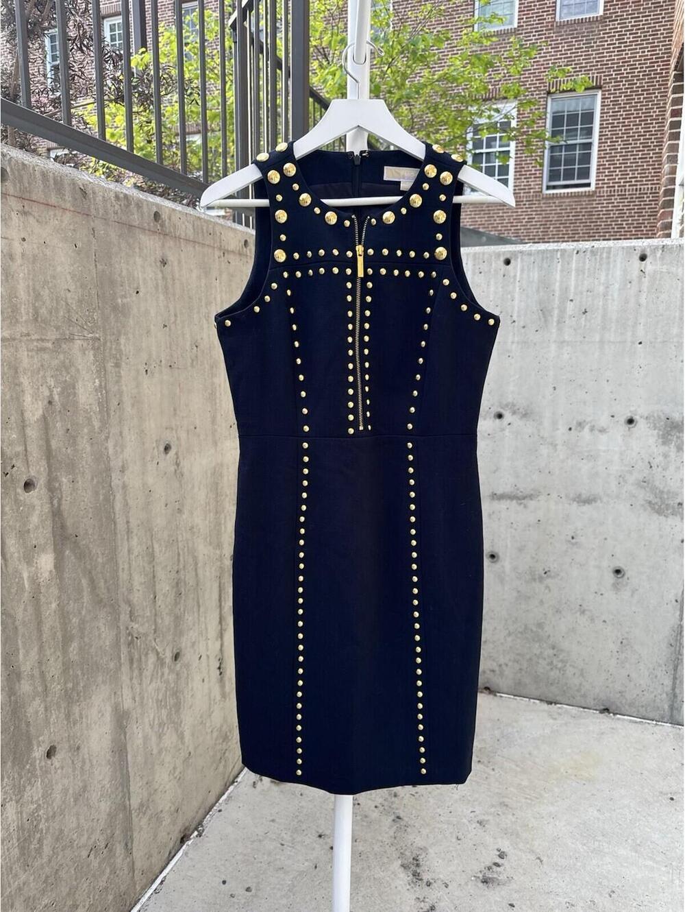 Michael Kors Navy Dress Studded Sz 4 Or Small